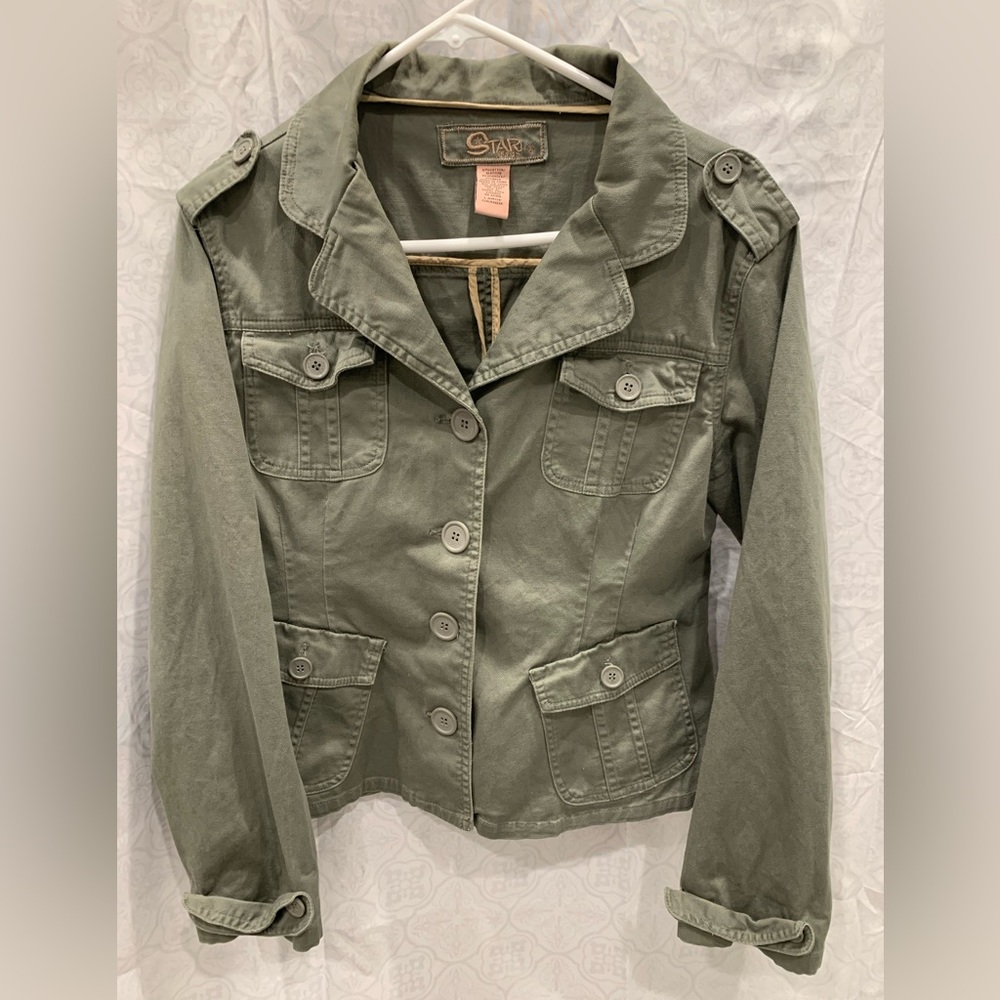 Star Brown Denim Women's jacket Size Large Vintage Relaxed Wrinkle Fabric